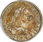 EAST ASIA. East Asia - Bolivia. 4 Reales, 1774-PTS JR. San Luis Potosi Mint. Charles III. PCGS Genui