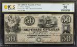 Austin, Texas. Republic of Texas. 1839-41. $50. PCGS Banknote About Uncirculated 50 Details. Edge Re