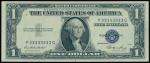 U.S.A.,$1, Silver Certificate, 1935E, rare 8 digits solid serial number Y33333333G,black, blue seal 