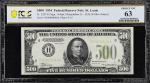 Fr. 2201-H. 1934 Light Green Seal $500 Federal Reserve Note. St. Louis. PCGS Banknote Choice Uncircu
