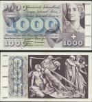 Schweizerische Nationalbank, 1000 francs, 24 January 1972, prefix 6Q, violet and blue, maiden at rig