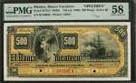 MEXICO. Banco Yucateco. 500 Pesos, ND (ca. 1900). P-S472s3. Specimen. PMG Choice About Uncirculated 