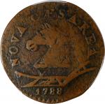 1788 New Jersey Copper. Maris 50-f, W-5475. Rarity-3. Head Left. Fine-12 (PCGS).