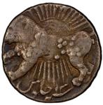 MUGHAL: Jahangir, 1605-1628, AR ½ rupee, Ahmadabad, AH1027 year 13, KM-138.2, zodiac type, Leo (lion