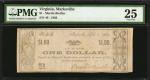 Marksville, Virginia. Martin Biedler. 1862. $1. PMG Very Fine 25.
