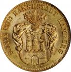 GERMANY. Hamburg. 10 Mark, 1874-B. Hannover Mint. NGC MS-64.