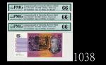 1969年澳洲纸钞5元，连号三枚高评品1969 Commonwealth of Australia $5, s/ns NGN656442-44. SOLD AS IS/NO RETURN. All P