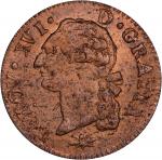 FRANCE. Sol, 1791-D. Lyon Mint. Louis XVI. PCGS MS-63 Red Brown.