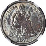 1871 Liberty Seated Dime. Proof-65 (NGC).