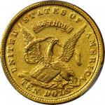 1852 United States Assay Office of Gold $10. K-12a(2). Rarity-5. 884 THOUS. AU-50 (PCGS).