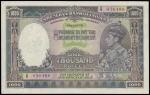 1937年印度1000卢比，PCGSBG53，少见大面额票