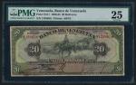 Banco de Venezuela, 20 Bolivares, 1938, serial number 1258656, black on multicolour underprint, scen