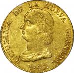 COLOMBIA. 1844-RS 16 Pesos. Bogotá mint. Restrepo M211.15. AU-58 (PCGS).