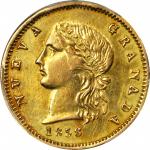 COLOMBIA. 1858-B 5 Pesos. Bogotá mint. Restrepo M205.3. AU Detail — Cleaned (PCGS).
