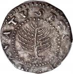 1652 Pine Tree Shilling. Large Planchet. Noe-11, Salmon 9-F, W-760. Rarity-4. No H in MASATVSETS. AU