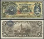 El Banco Nacional de Mexico, 50 Pesos, 25 August 1913, serial number 329081, black on yellow underpr