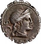 ROMAN REPUBLIC. C. Naevius Balbus. AR Denarius Serratus, Rome Mint, ca. 79 B.C. NGC Ch VF.
