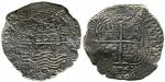 SOUTH AMERICAN COINS, Bolivia, Philip IV: Silver Cob 8-Reales, 1654E, Potosi mint (KM 21). Waterworn