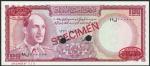 Bank of Afghanistan, a selection comprising specimen 100 afghanis (3), 1961, red, 1967, purple and 1