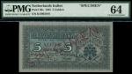 De Javasche Bank, Netherlands Indies, specimen 5 gulden, 1 January 1942, serial number KO 003016, bl