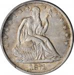1871-S Liberty Seated Half Dollar. WB-4. Rarity-2. Small Wide S. AU-53 (PCGS).