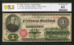 Fr. 16c. 1862 $1 Legal Tender Note. PCGS Banknote Uncirculated 62.