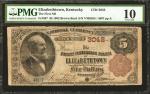 Elizabethtown, Kentucky. $5 1882 Brown Back. The First NB. Charter #3042. PMG Very Good 10.