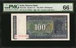 1977年印度储备银行100卢比。INDIA. Reserve Bank of India. 100 Rupees, ND (1977). P-64c. PMG Gem Uncirculated 66