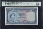 CEYLON. Central Bank of Ceylon. 50 Rupees, 1952-54. P-52. PMG Very Fine 25.