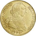 MEXICO. 8 Escudos, 1772-Mo FM. Mexico City Mint. Charles III. PCGS AU-50.