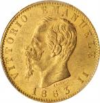 ITALY. 20 Lire, 1863-T BN. Turin Mint. Vittorio Emanuele II. PCGS MS-63 Gold Shield.
