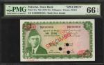 1972-75年巴基斯坦银行10卢比。样张。PMG Gem Uncirculated 66 EPQ.