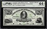 CANADA. Union Bank of Newfoundland. 2 Dollars, 1882. CH #750-16-02P. Front Proof. PMG Choice Uncircu
