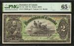 1897年加拿大2加元 PMG G Unc 65 EPQ CANADA. Dominion of Canada. 2 Dollars