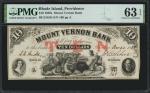 Providence, Rhode Island. Mount Vernon Bank. 1850s $10. PMG Choice Uncirculated 63 EPQ.