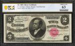 Fr. 246. 1891 $2 Silver Certificate. PCGS Banknote Choice Uncirculated 63.