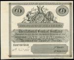 National Bank of Scotland Limited, proof ｣1 (2), 1871 (paper), 1891 (on card), black and white, arms