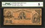 COLOMBIA. Banco de Cauca. 5 Pesos. 1881. P-S359a. PMG Very Good 08 Net.