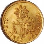 MEXICO. 5 Pesos, 1877-Zs S/A. Zacatecas Mint. PCGS MS-64.
