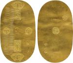 COINS, 钱币, JAPAN, 日本, Tempo Era (1830-44): Oval Gold Goryoban Kin (5-Ryo), ND (1837-43), striations 