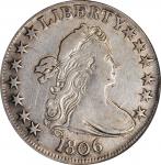 1806 Draped Bust Half Dollar. O-109, T-15. Rarity-1. Pointed 6, Stem Not Through Claw. EF-40 (NGC).