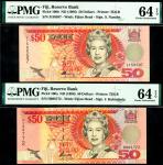 Reserve Bank of Fiji, 50 dollars ND (1996), (Pick 100a,b), in PMG holders, 64 EPQ Choice Uncirculate