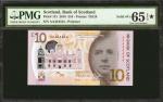 SCOTLAND. Bank of Scotland. 10 Pounds, 2016. P-131. Solid Serial Number. PMG Gem Uncirculated 65* EP