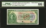 COLOMBIA. Banco de la República de Colombia. 50 Pesos Oro. January 1, 1928. P-375s. Specimen.