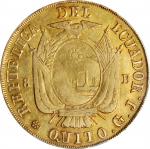 ECUADOR. 8 Escudos, 1855/2-QUITO GJ. Quito Mint. PCGS EF-40.