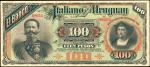 URUGUAY. El Banco Italiano Del Uruguay & Banco Navia Y Ca. 100 Pesos, 1887. P-S214b. Extremely Fine.