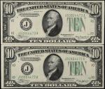 Lot of (2). Fr. 2006-J & 2007-J. 1934A-34B $10 Federal Reserve Notes. Kansas City. Choice About Unci