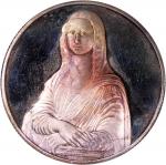 Leonardo da Vinci silver medal, commemorative medal featuring the artists two paintings Mona Lisa an
