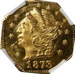 1873 Octagonal 25 Cents. BG-728. Rarity-3. Liberty Head. MS-66 (NGC).