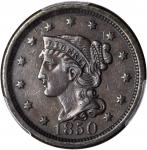 1850 Braided Hair Cent. N-11. Rarity-3. Grellman State-b. EF-45 (PCGS).